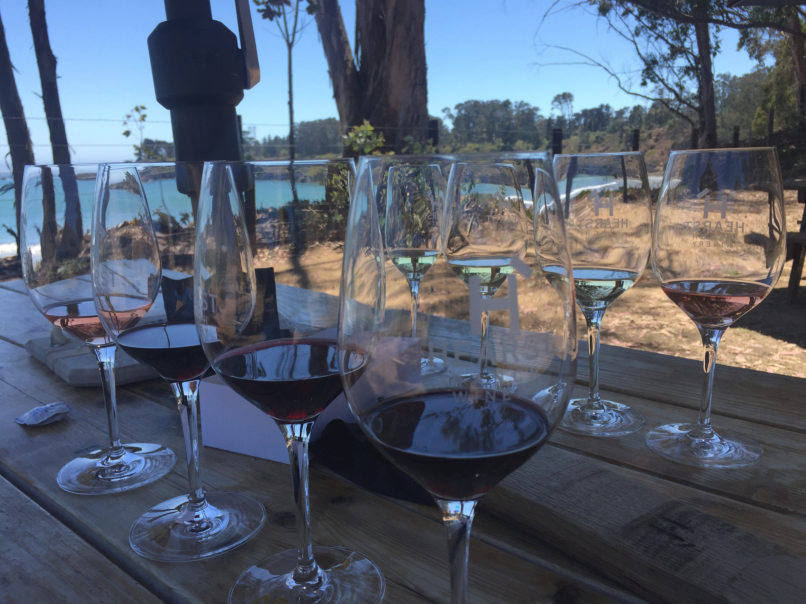 Wine flights, wine tasting by the sea, hearst ranch winery, sebastian's, central coast, road trip, those someday goals
