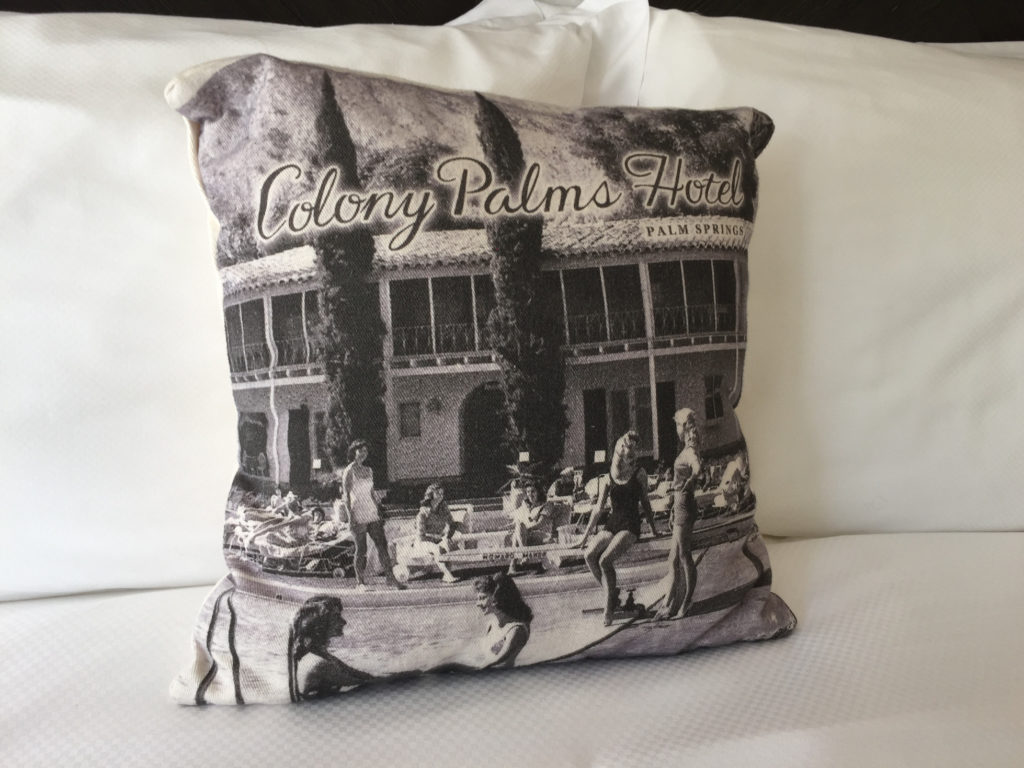 Colony Palms Hotel room details pillow Those Someday Goals