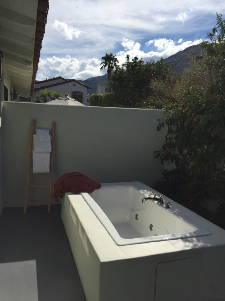 Outside soaking tub Colony Palms Hotel Palms Springs CA Those Someday Goals