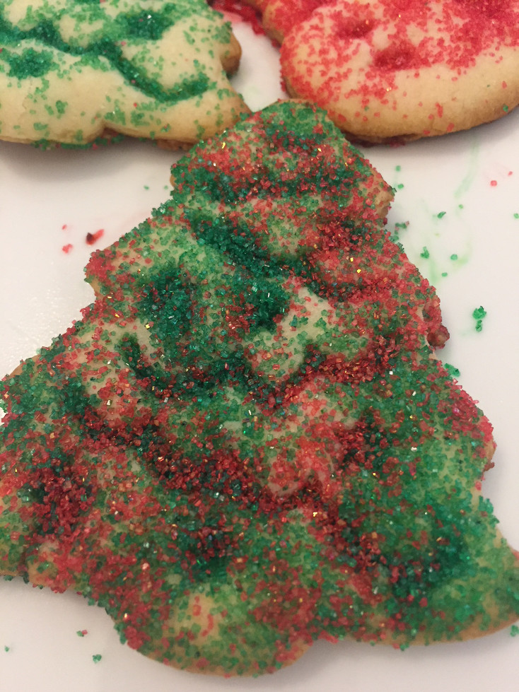 red and green Christmas Tree sanding sugar Christmas Sugar Cookies Recipe Holidays Those Someday Goals