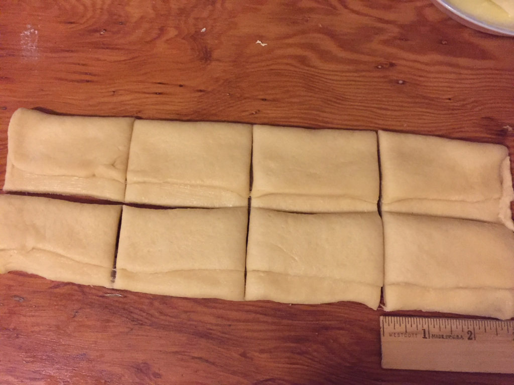 Measure, folding, and cut Parker House Rolls Recipe Baking Those Someday Goals