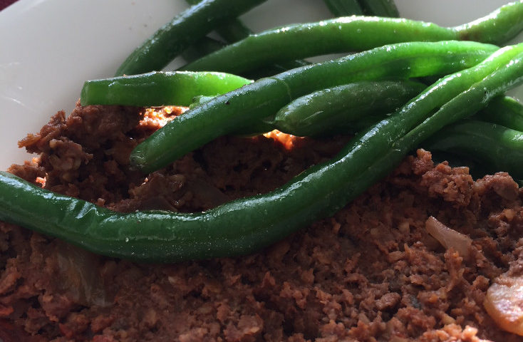 Easy Meatloaf Recipe serving with green beans Those Someday Goals Winter Meals