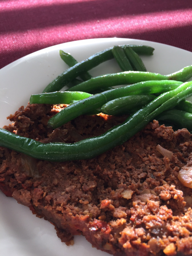Easy Meatloaf Recipe serving with green beans Those Someday Goals Winter Meals