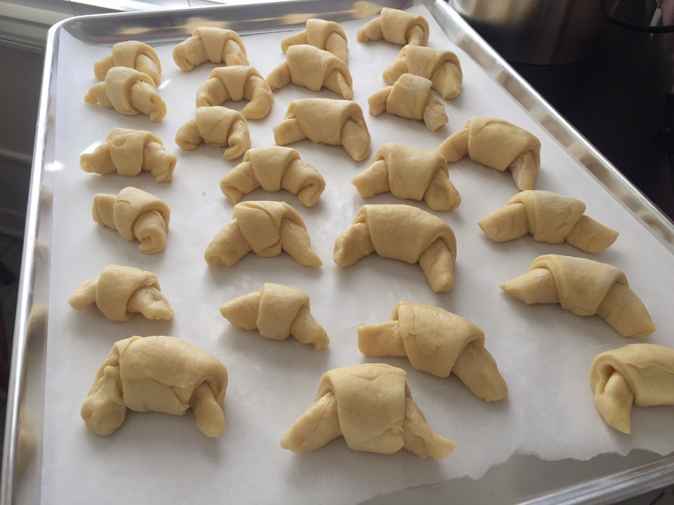Shaped and ready to rise again on 16x24 tray crescent rolls recipe baking Those Someday Goals