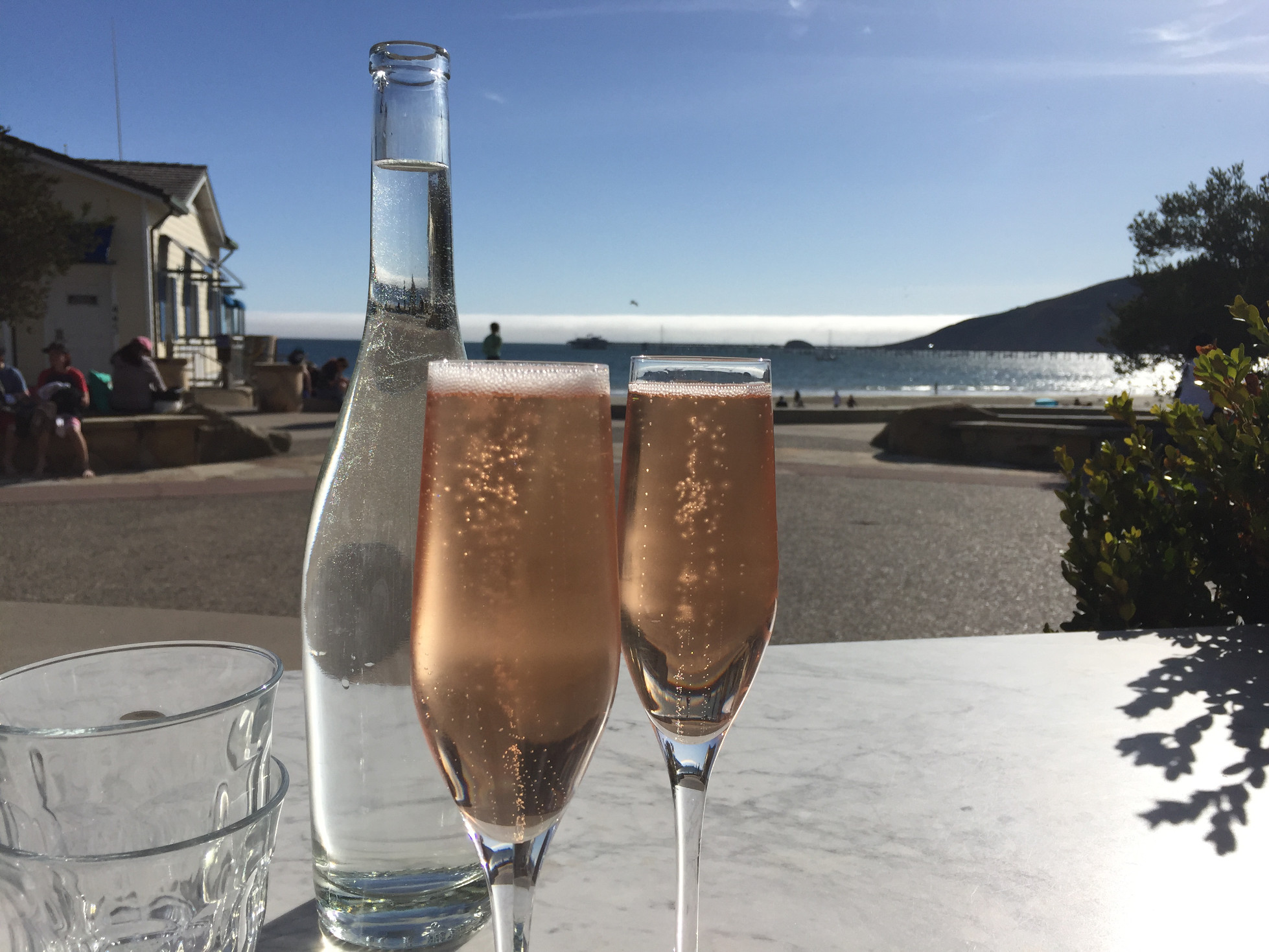 Sparkling wine and ocean views Blue Moon Over Avila patio in Avila Beach, California Those Someday Goals