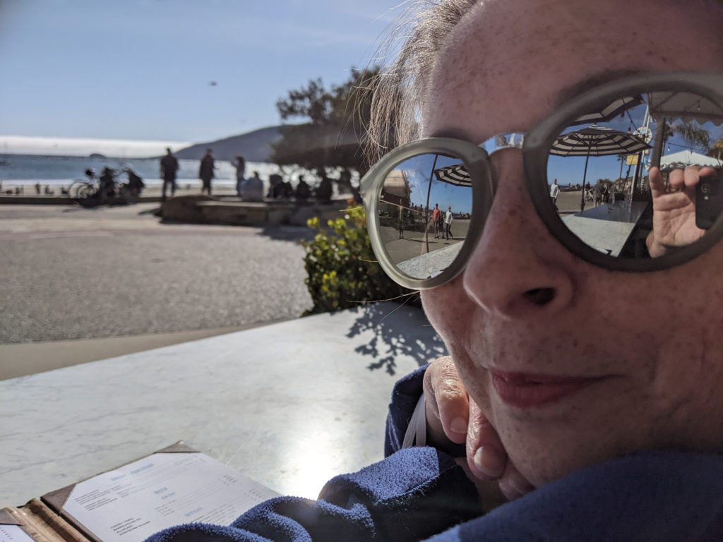 The sights in Patricia's Sunglasses Sparkling wine and ocean views Blue Moon Over Avila in Avila Beach, California Those Someday Goals