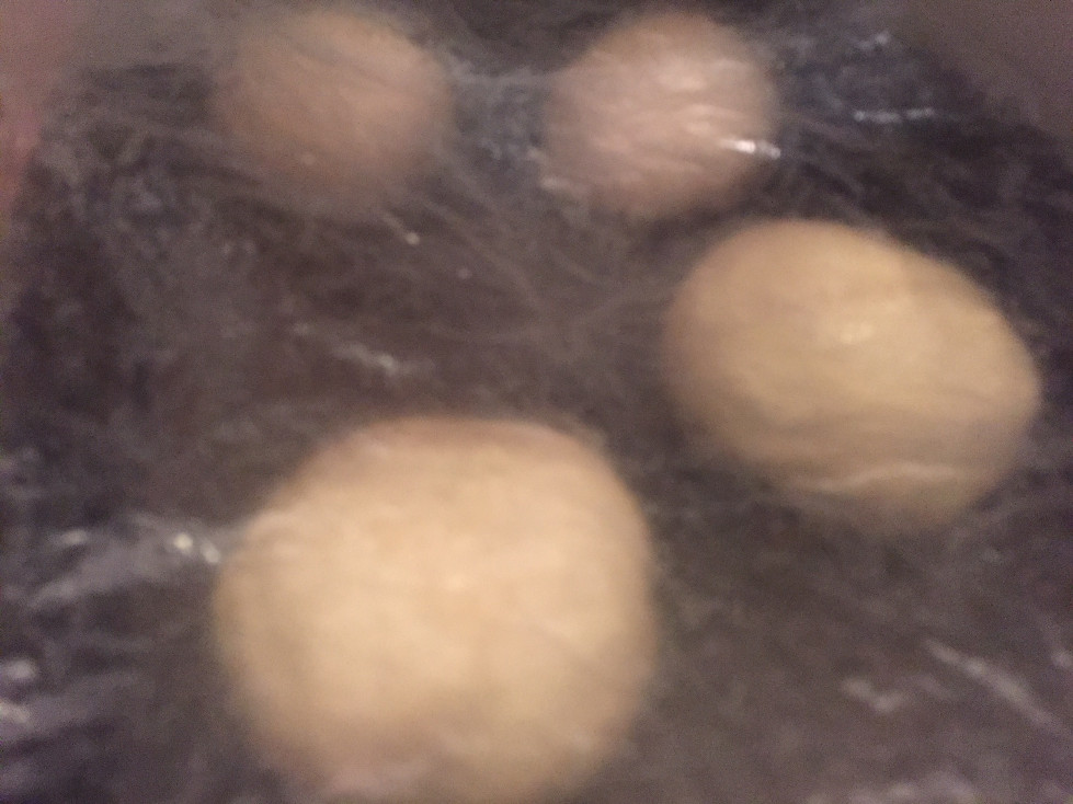 Pita dough balls chilling overnight in the refrigerator Homemade Pita Bread Recipe Those Someday Goals