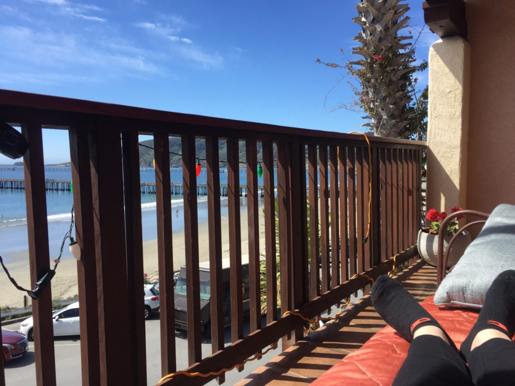 View from the daybed on that balcony at Inn at Avila Avila Beach hotel Those Someday Goals