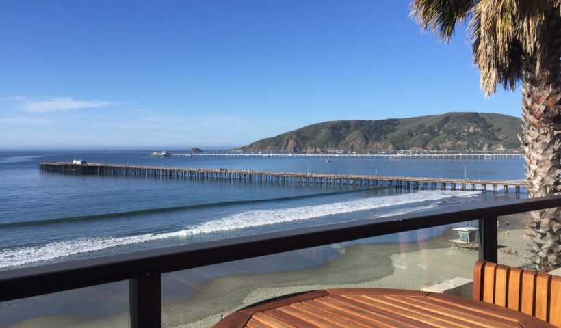 Views of the pier at breakfast at Joe Mommas Coffee Rooftop Sundeck Cafe Inn at Avila Beach Those Someday Goals