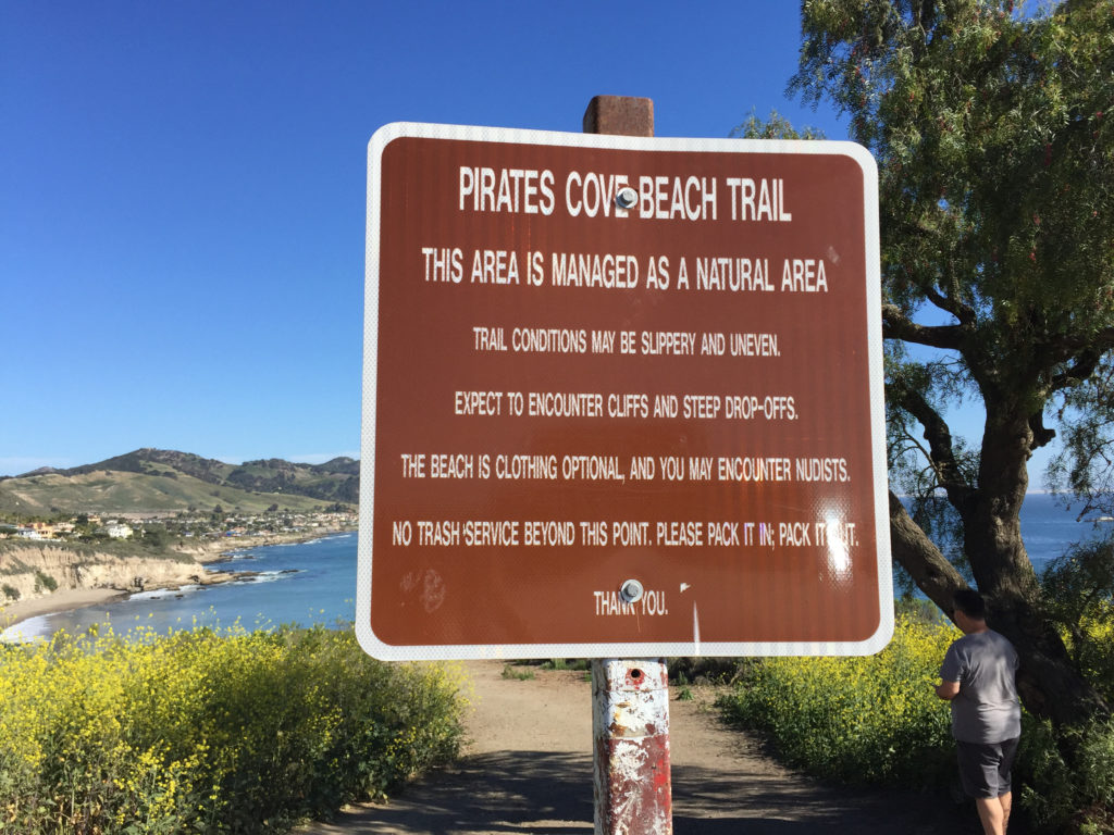 nudists sign Pirates Cove Beach Trail Avila Beach Those Someday Goals