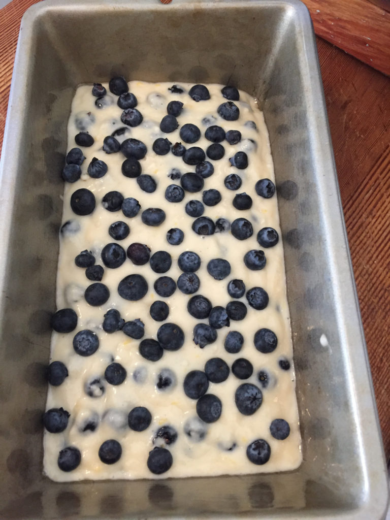 Batter in a tin Blueberry Lemon Bread Recipe baking Those Someday Goals