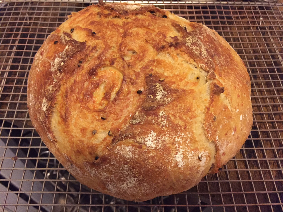 Loaf on cooling rack Parmesan Bread Cracked Pepper Parmesan Bread Recipe Country Bread Baking Those Someday Goals