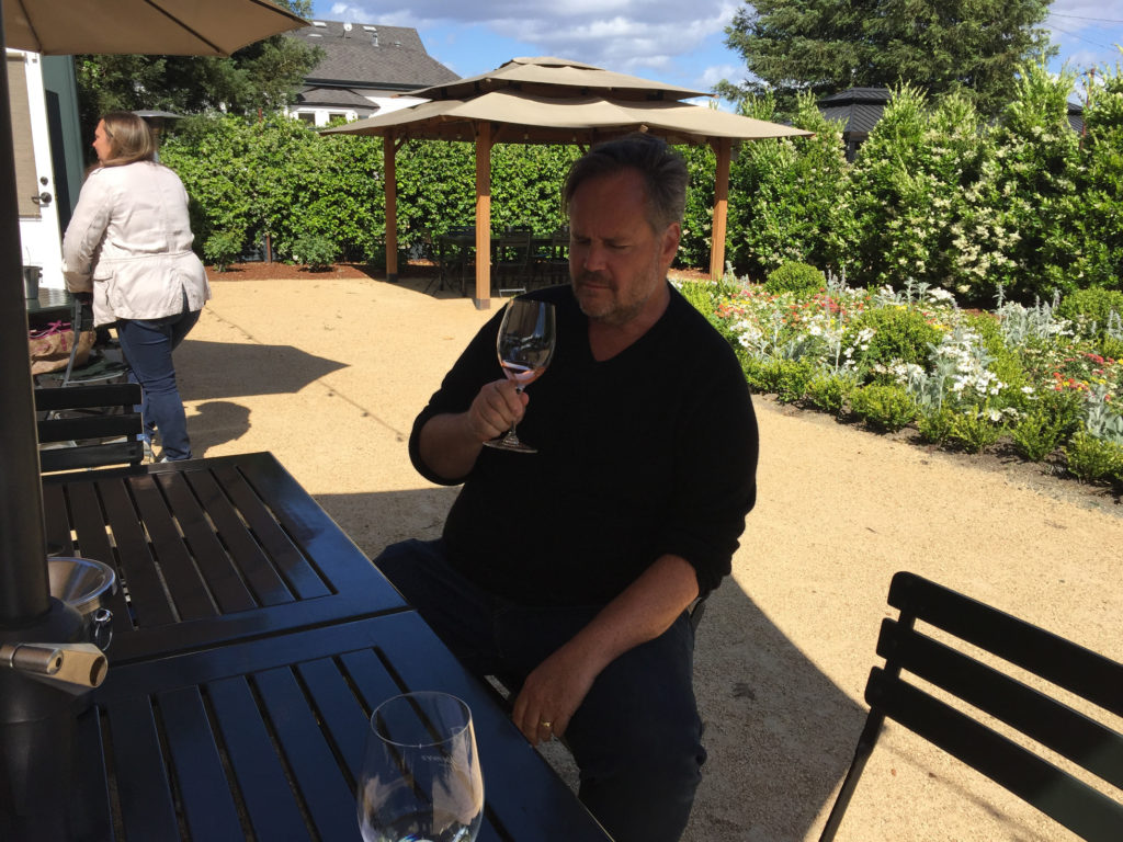 Andy tasting the rose Napa Valley Winery Elizabeth Spencer Tasting Room Those Someday Goals