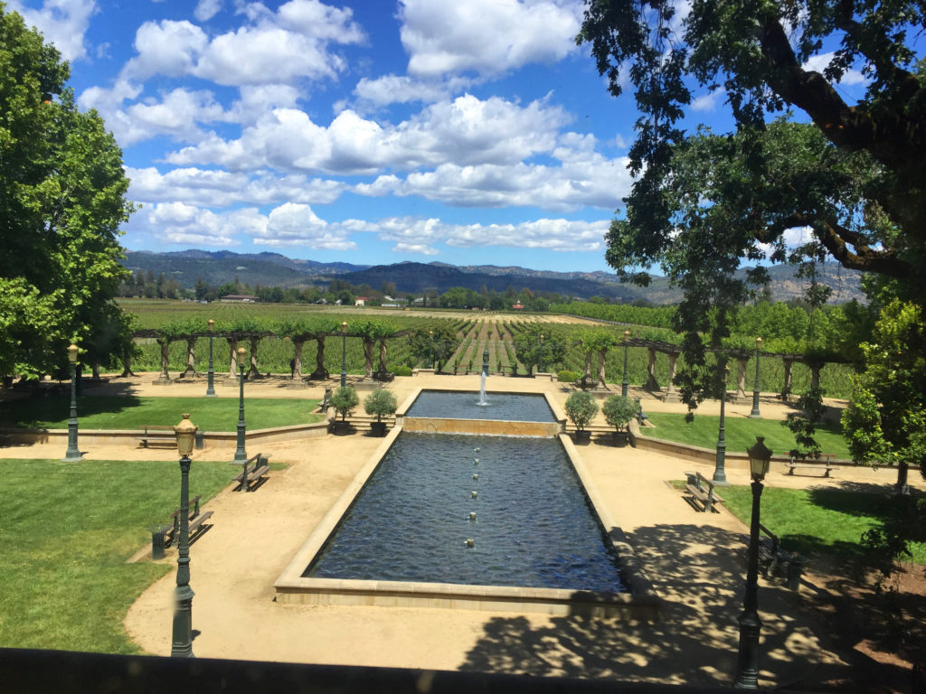 Views of the fountain and vines from the second floor Inglenook Winery Napa Valley Wineries Those Someday Goals