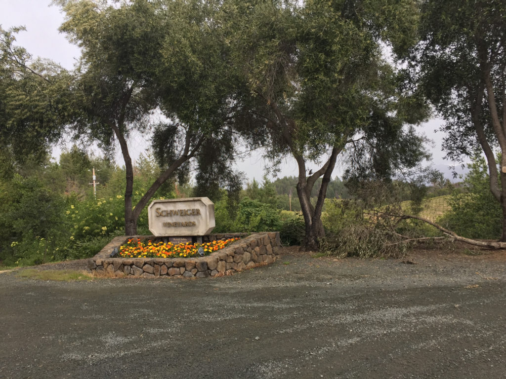 Vineyard sign Napa Valley Schweiger Vineyard and Winery Those Someday Goals