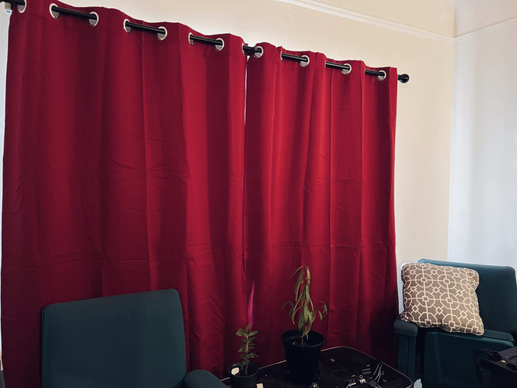 burgundy curtains bright pop of color NoNo Brackets Rental Friendly Upgrades Curtains Lifestyle Design Those Someday Goals