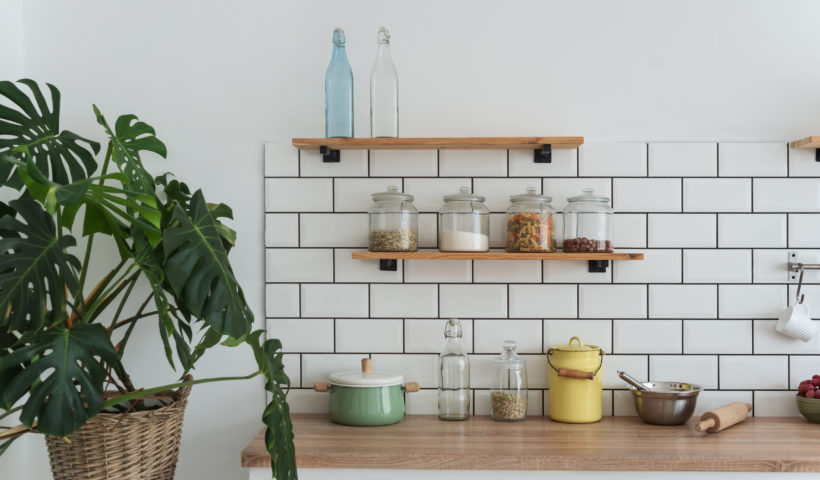 organization projects floating shelves kitchen sugar pasta bottles shutterstock Those Someday Goals