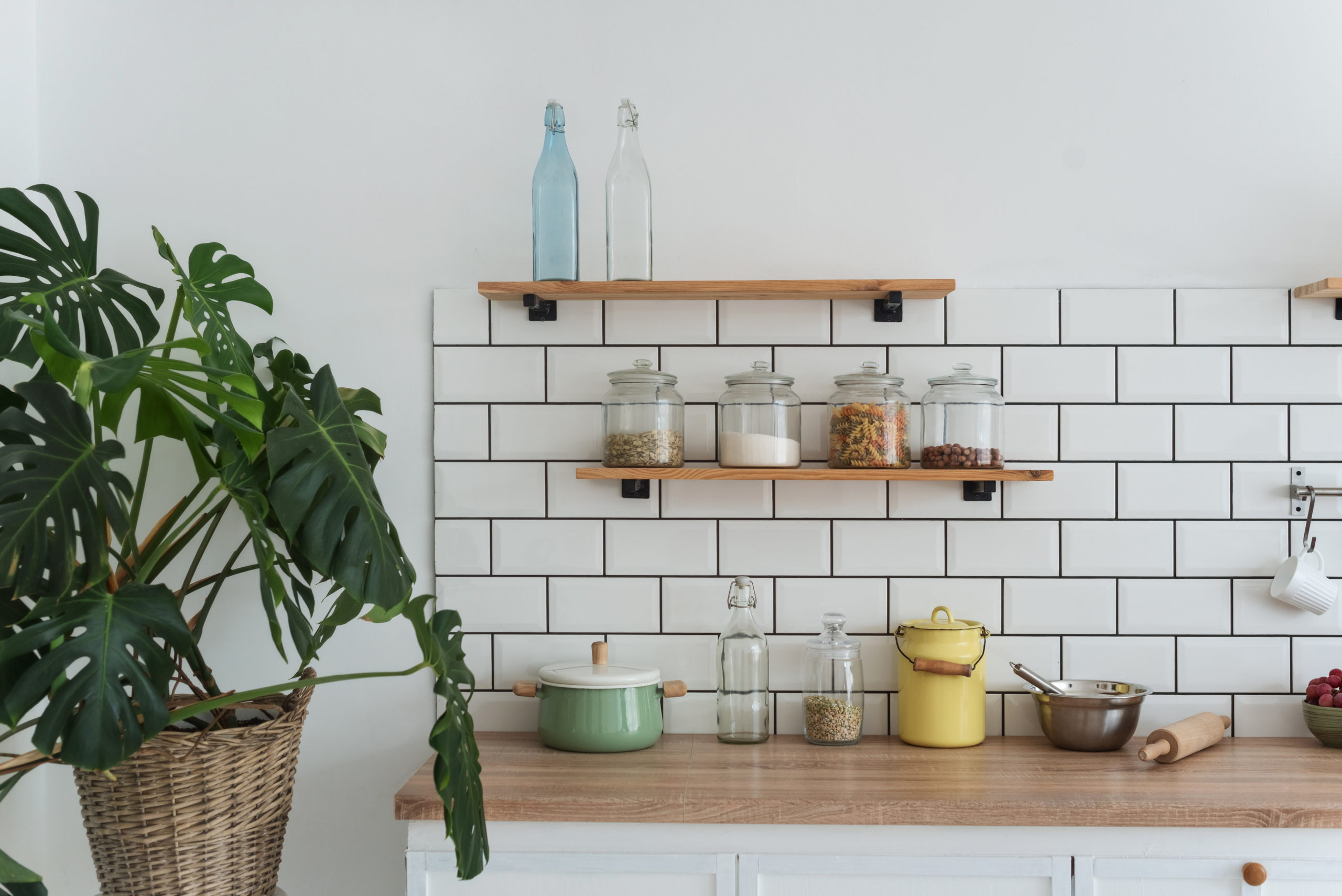 organization projects floating shelves kitchen sugar pasta bottles shutterstock Those Someday Goals