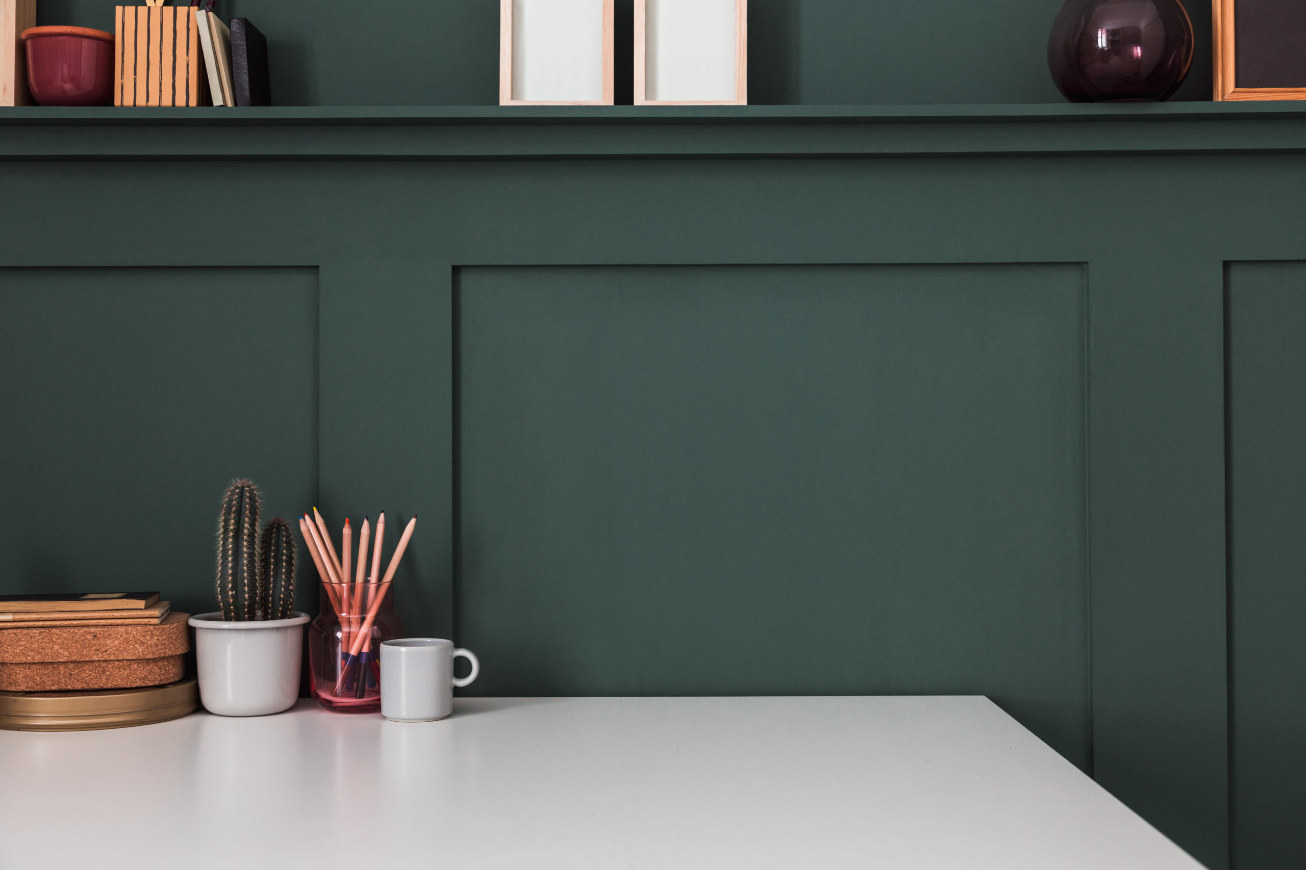 Joy Decorating Minimalism Office Decor Dark Green Walls Moody Colors Those Someday Goals