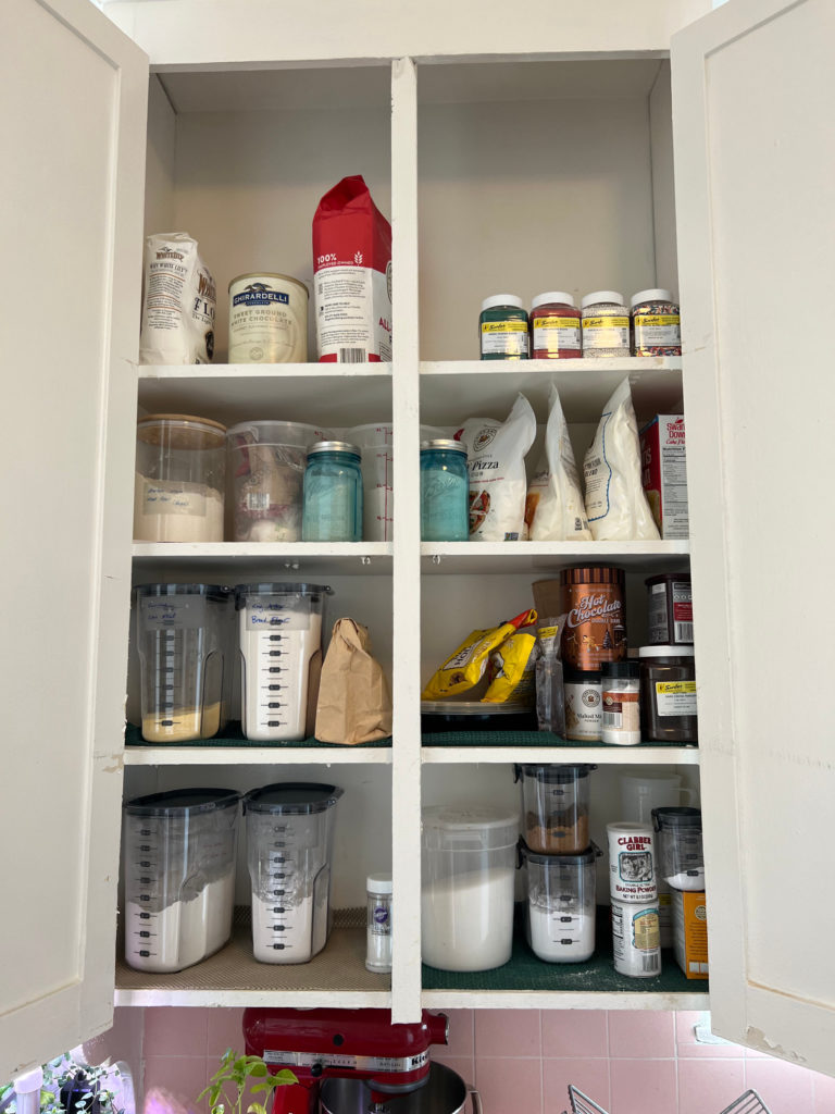 After Cabinet Reorganization Storage Solution for Baking Supplies Ingredients by Category KonMari Those Someday Goals
