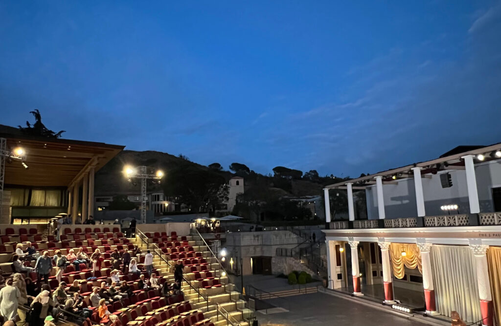 Getty Villa twilight sun set Pacific Ocean amphitheater outdoor Los Angeles theater Oedipus the King, Mama! Troubadors Troubie Those Someday Goals
