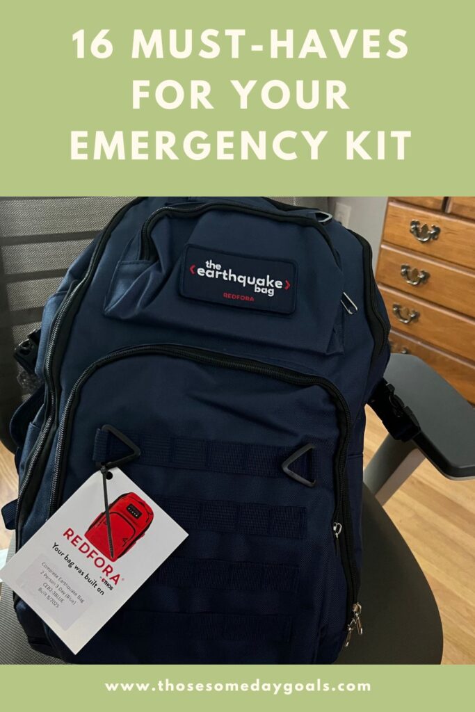 Redfora's Earthquake Bag * Go Bag * Emergency Kit * Those Someday Goals
